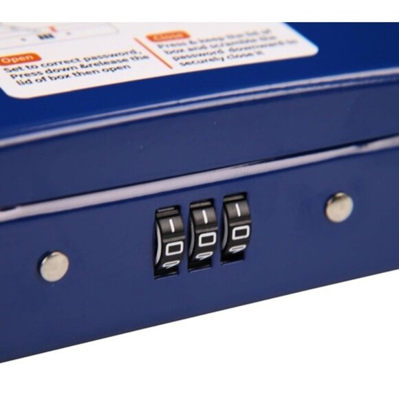 SEPOX Portable Security Case Lock Box Steel 3-Dial Combo Travel Home Office Car - Picture 2 of 5